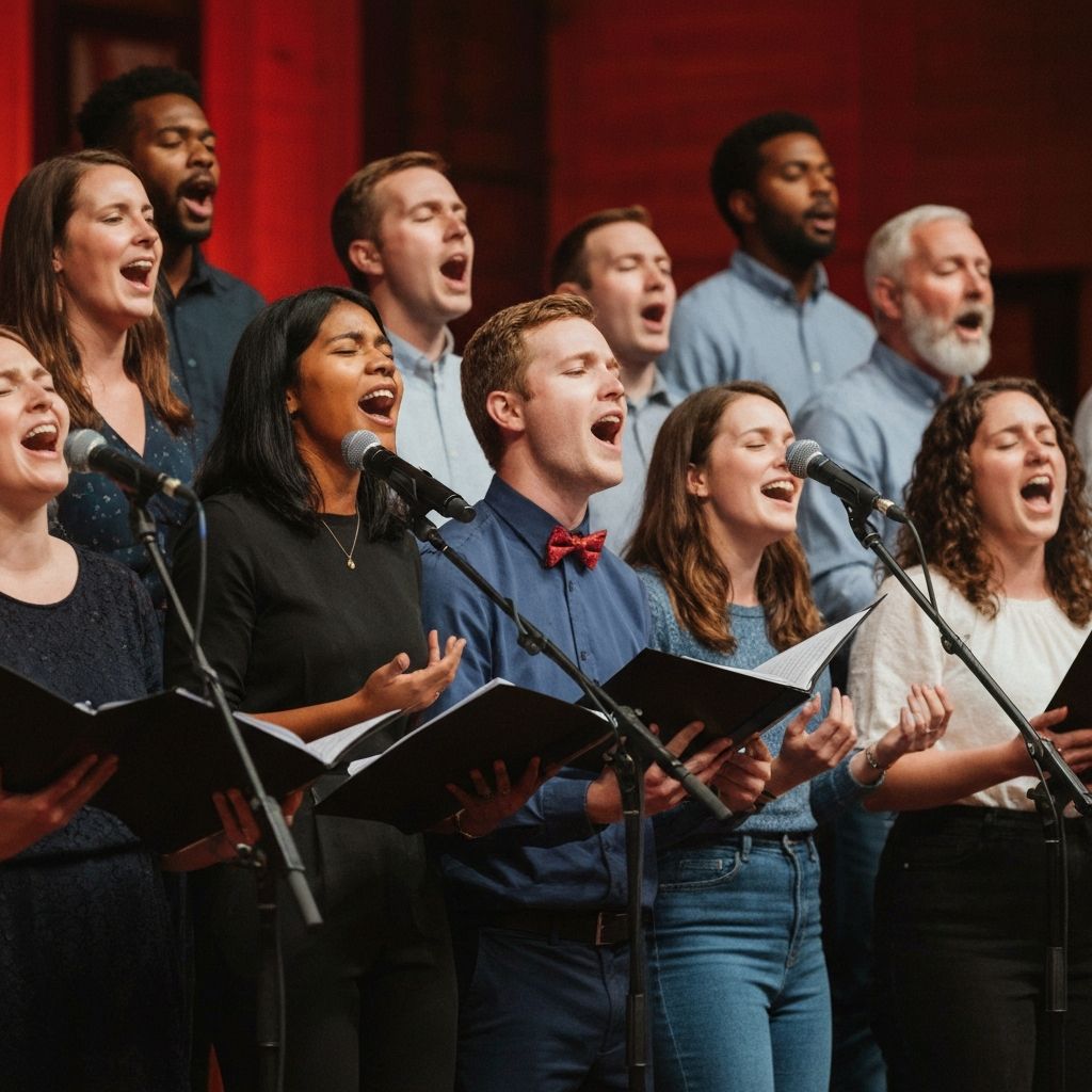 Choir singing during worship
